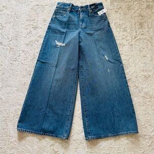 Express Wide Leg ankle High Rise Jeans in Deep Blue 2R NWT